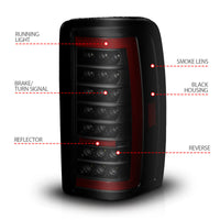 Thumbnail for ANZO 00-06 Chevrolet Tahoe / GMC Yukon Full LED Taillights w/ Lightbar Black Housing/Smoke Lens