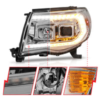 Thumbnail for ANZO 05-11 Toyota Tacoma Projector Headlights w/Light Bar Switchback Chrome Housing