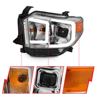 Thumbnail for ANZO 14-17 Toyota Tundra Plank Style Projector Headlights Chrome w/ Amber