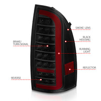 Thumbnail for ANZO 05-15 Toyota Tacoma Full LED Tail Lights w/Light Bar Sequential Black Housing Smoke Lens