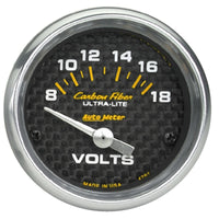 Thumbnail for Autometer Carbon Fiber 52mm 8-18 Volt Electronic Volt meter