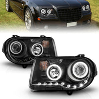 Thumbnail for ANZO 2005-2010 Chrysler 300C Projector Headlights w/ Halo Black (CCFL) G2