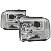 Thumbnail for Spyder 05-07 Ford F250/350/450 SD Ver 2 Proj Headlights - Light Bar DRL - Black PRO-YD-FS05V2-LB-C