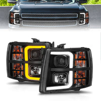 Thumbnail for ANZO 2007-2013 Chevrolet Silverado 1500 Projector w/ Light Bar Black Housing w/ Sequential