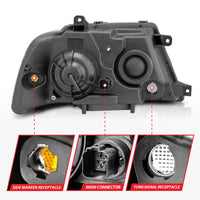 Thumbnail for ANZO 2003-2006 Lincoln Navigator Crystal Headlights Black