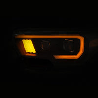 Thumbnail for ANZO 2016-2017 Toyota Tacoma Projector Headlights w/ Plank Style Switchback Black w/ Amber w/ DRL