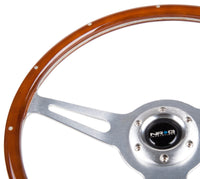 Thumbnail for NRG Classic Wood Grain Steering Wheel (365mm) Wood w/Metal Inserts & Brushed Alum. 3-Spoke Center