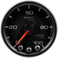 Thumbnail for Autometer Spek-Pro Gauge Boost 2 1/16in 100psi Stepper Motor W/Peak & Warn Blk/Blk