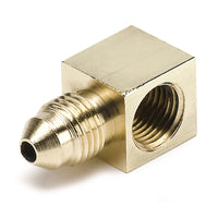 Thumbnail for AutoMeter Fitting Adapter 90 Deg. 1/8in. NPT Female To -3AN Male Brass