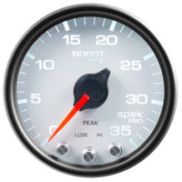 Thumbnail for Autometer Spek-Pro Gauge Boost 2 1/16in 35psi Stepper Motor W/Peak & Warn White/Black