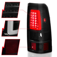 Thumbnail for ANZO 1999-2002 Chevy Silverado 1500 LED Taillights Plank Style Black w/Smoke Lens