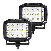 Thumbnail for Go Rhino Xplor Bright Series Sideline Cube LED Spot Light Kit (Surface Mount) 4x3 - Blk (Pair)