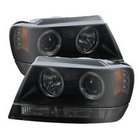 Thumbnail for Spyder Jeep Grand Cherokee 99-04 Projector Headlights LED Halo LED Black Smoke PRO-YD-JGC99-HL-BSM