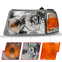 Thumbnail for ANZO 2001-2011 Ford Ranger Crystal Headlight Chrome w/Corner Lights (OE Replacement)