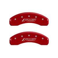 Thumbnail for MGP 4 Caliper Covers Engraved Front Gen 5/Camaro Engraved Rear Gen 5/RS Red finish silver ch