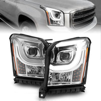 Thumbnail for ANZO 2015-2017 GMC Yukon XL Projector Headlights W Lightbar - Chrome/Amber