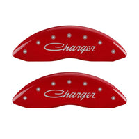 Thumbnail for MGP 4 Caliper Covers Engraved Front & Rear Cursive/Charger Red finish silver ch