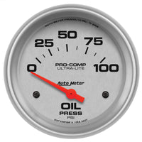 Thumbnail for Autometer Ultra-Lite 66.7mm Short Sweep Electronic 0-100 PSI Oil Pressure Gauge