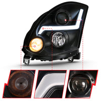 Thumbnail for ANZO 2003-2007 Infiniti G35 Projector Headlight Plank Style Black (HID Compatible, No HID Kit )