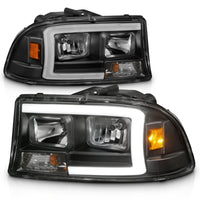 Thumbnail for ANZO 97-04 Dodge Dakota/Durango Crystal headlight Set w/ Light Bar Black Housing