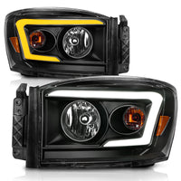 Thumbnail for Anzo 06-09 Dodge RAM 1500/2500/3500 Headlights Black Housing/Clear Lens (w/Switchback Light Bars)