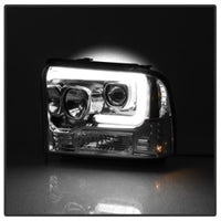 Thumbnail for Spyder 05-07 Ford F250/350/450 SD Ver 2 Proj Headlights - Light Bar DRL - Black PRO-YD-FS05V2-LB-C