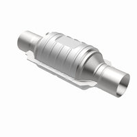 Thumbnail for MagnaFlow Conv Univ 2in In/Out Ctr/Ctr Round 9in Body L x 5.125in W x 13in Overall L Single O2 Port