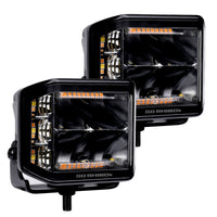Thumbnail for Go Rhino Xplor Blackout Combo Series Cube Sideline LED Spot Lights w/ Amber 4x3 - Blk (Pair)