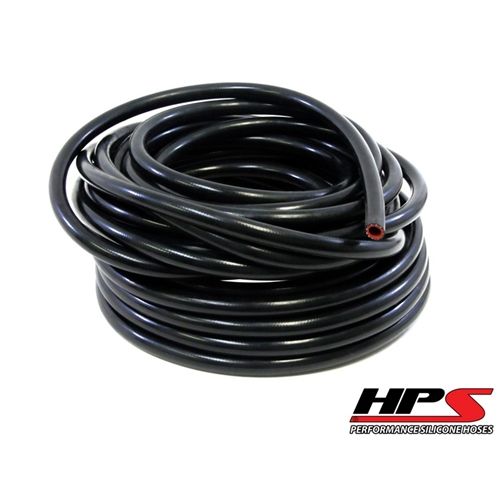 HPS 7/8" ID Black high temp reinforced silicone heater hose 25 feet roll, Max Working Pressure 60 psi, Max Temperature Rating: 350F, Bend radius: 4"