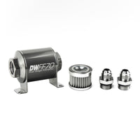 Thumbnail for DeatschWerks Stainless Steel 8AN 5 Micron Universal Inline Fuel Filter Housing Kit (70mm)