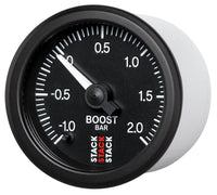 Thumbnail for Autometer Stack 52mm -1 to +2 Bar (Incl T-Fitting) Pro Stepper Motor Boost Pressure Gauge - Black