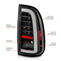 Thumbnail for ANZO 00-06 Toyota Tundra LED Taillights w/ Light Bar Black Housing Clear Lens
