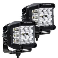 Thumbnail for Go Rhino Xplor Bright Series Sideline Cube LED Flood Light Kit (Surface Mount) 4x3 - Blk (Pair)