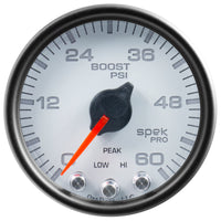 Thumbnail for Autometer Spek-Pro Gauge Boost 2 1/16in 60psi Stepper Motor W/Peak & Warn Wht/Blk