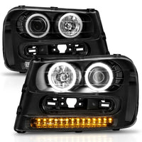 Thumbnail for ANZO 2002-2009 Chevrolet Trailblazer Projector Headlights w/ Halo Black