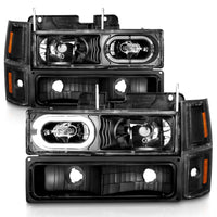 Thumbnail for ANZO 88-98 Chevrolet C1500 Crystal Headlights Black Housing w/ Signal and Side Marker Lights