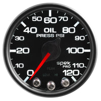 Thumbnail for Autometer Spek-Pro Gauge Oil Press 2 1/16in 120psi Stepper Motor W/Peak & Warn Blk/Blk