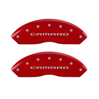 Thumbnail for MGP 4 Caliper Covers Engraved Front & Rear Gen 5/Camaro Red finish silver ch