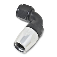 Thumbnail for Russell Performance -8 AN Black/Silver 90 Degree Full Flow Hose End