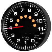 Thumbnail for Autometer Spek-Pro Gauge Tachometer 5in 11K Rpm W/Shift Light & Peak Mem Black/Black