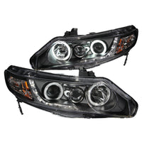 Thumbnail for ANZO 2006-2011 Honda Civic Projector Headlights w/ Halo Black (CCFL)