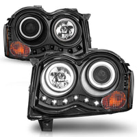 Thumbnail for ANZO 2008-2010 Jeep Grand Cherokee Projector Headlights w/ Halo Black (CCFL)