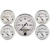 Thumbnail for Autometer Old Tyme White 5 Piece Kit (Elec Speed/Elec Oil Press/Water Temp/Volt/Fuel Level) In-Dash