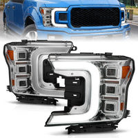Thumbnail for Anzo 18-20 Ford F-150 Full Led Projector Light Bar Style Headlights - Chrome Amber