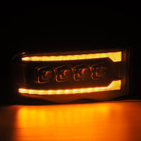 Thumbnail for AlphaRex 02-05 Dodge Ram 1500 NOVA LED Proj Headlights Plank Style Blk w/Activ Light/Seq Signal