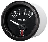 Thumbnail for Autometer Stack Instruments 52mm 8-18V Electric Battery Voltage Gauge - Black