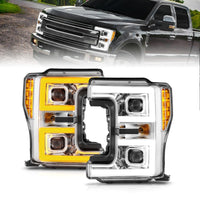 Thumbnail for ANZO 17-19 Ford F-250/350/450 SD (w/o Factory LED HL) LED Proj Headlights w/Light Bar Switchback Chr