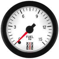 Thumbnail for Autometer Stack 52mm 0-15 PSI 1/8in NPTF Male Pro Stepper Motor Fuel Pressure Gauge - White
