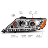 Thumbnail for ANZO 2011-2013 Kia Sorento Projector Headlights w/ Halo Chrome (CCFL)