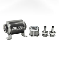 Thumbnail for DeatschWerks Stainless Steel 3/8in 10 Micron Universal Inline Fuel Filter Housing Kit (70mm)